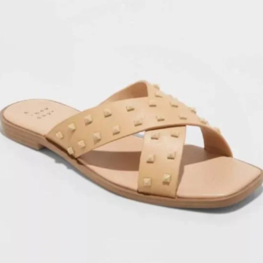 Target A New Day Emmy Tan Studded Cross Band Sandals